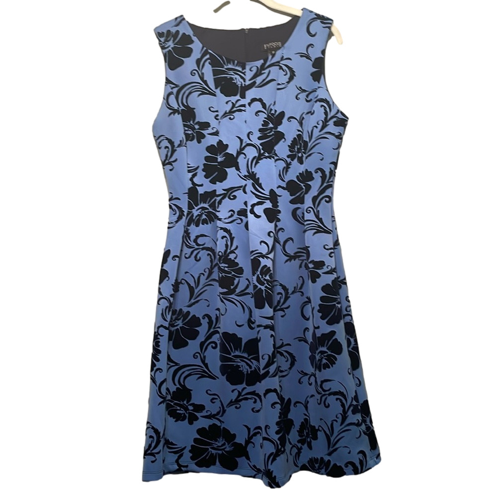 ENFOCUS STUDIO BLUE FLORAL VELVET CUTOUT DRESS SIZE 10